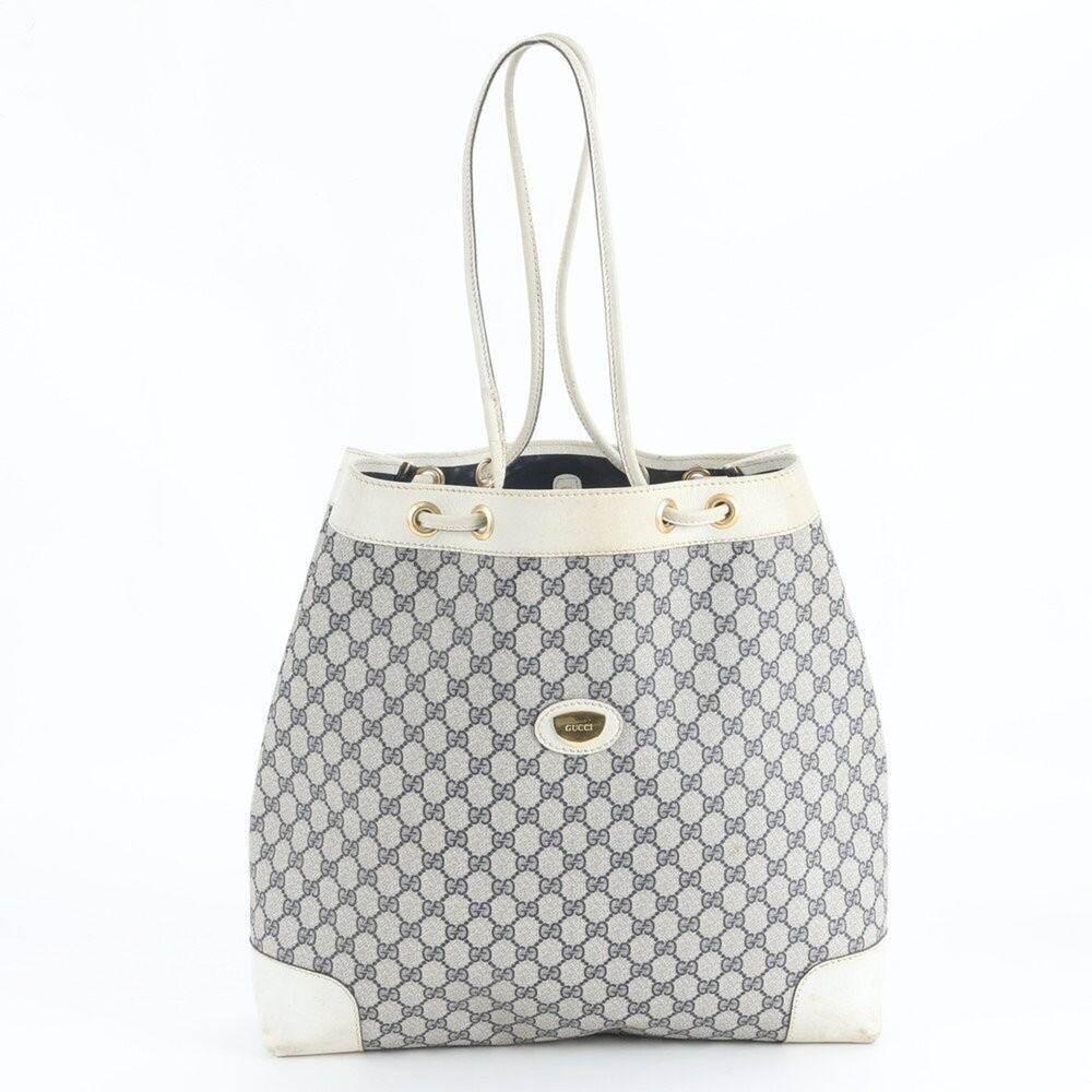 GG Supreme Leather Tote Bag Shoulder Bag Handbag Navy A4 Women's RWE DQ18-6